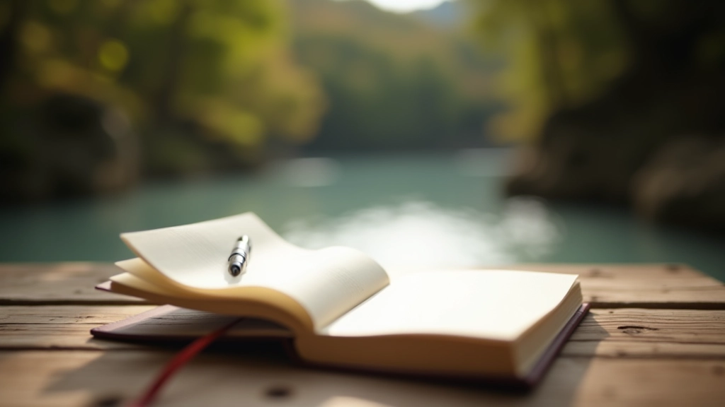 Calendar or journal page with nature-related sketches and notes about outdoor visits and mindfulness practice