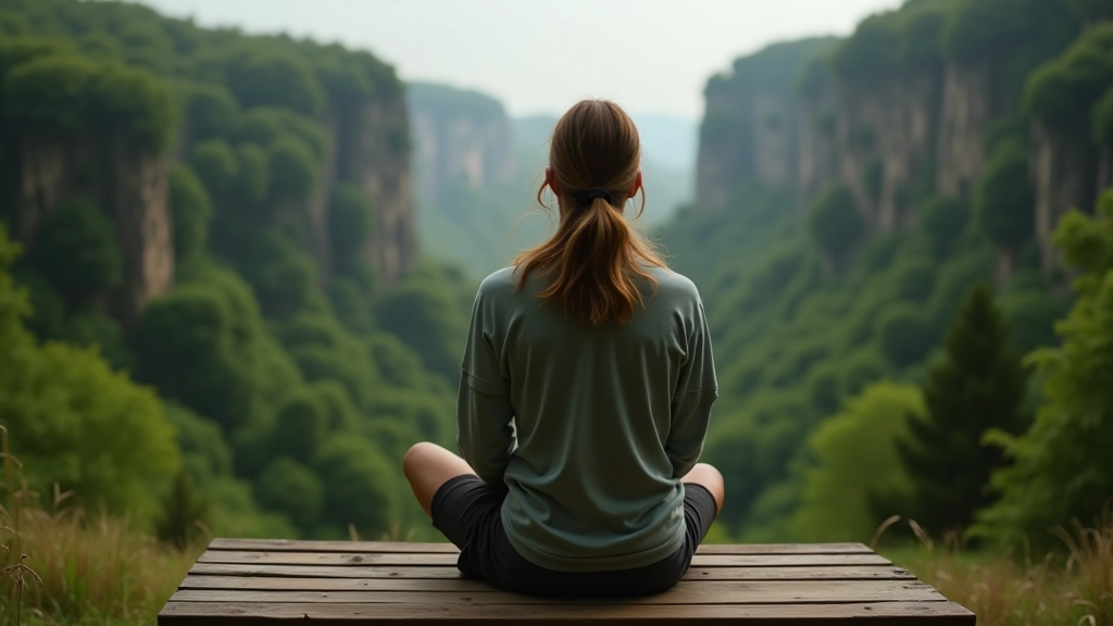 Woman practicing mindfulness meditation in natural woodland setting